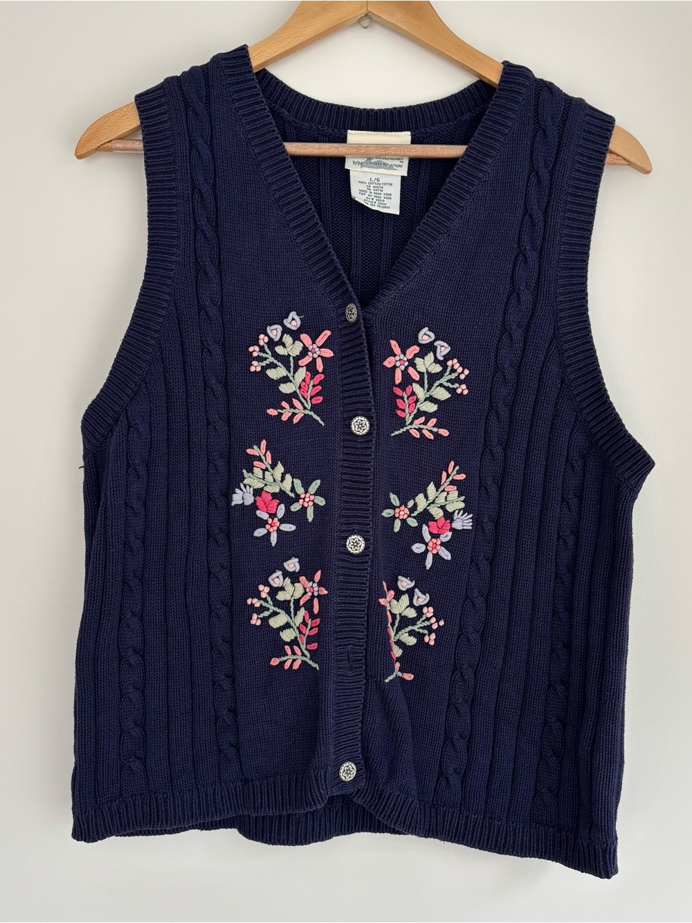 100% Cotton Knit Sweater Vest Size L